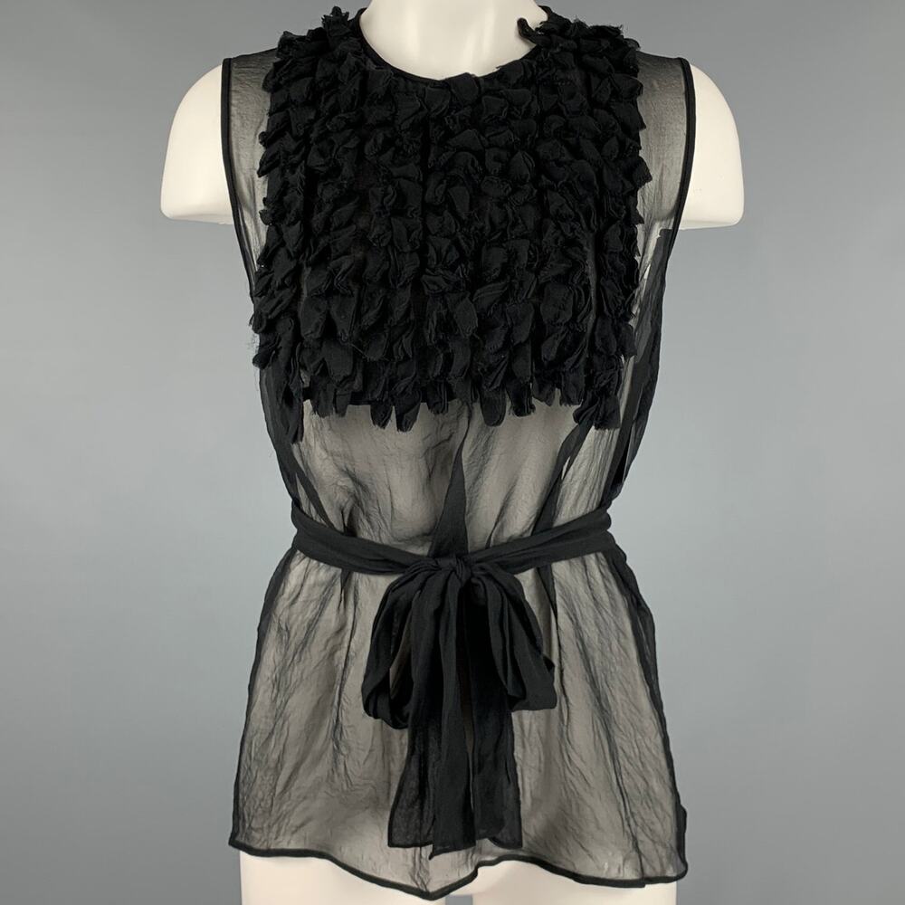 DSQUARED2 Size 4 Black Chiffon Ruffled Sleeveless Dress Top
